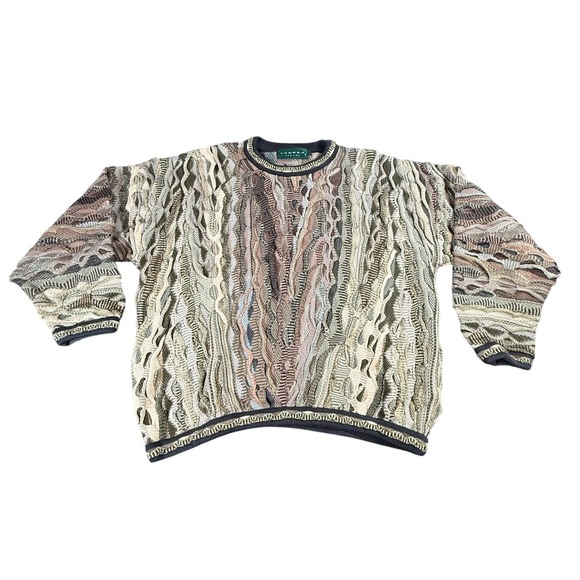 Vintage Tundra Canada 3D Coogi Style Sweater Men's Large 90s - Picture 1 of 8